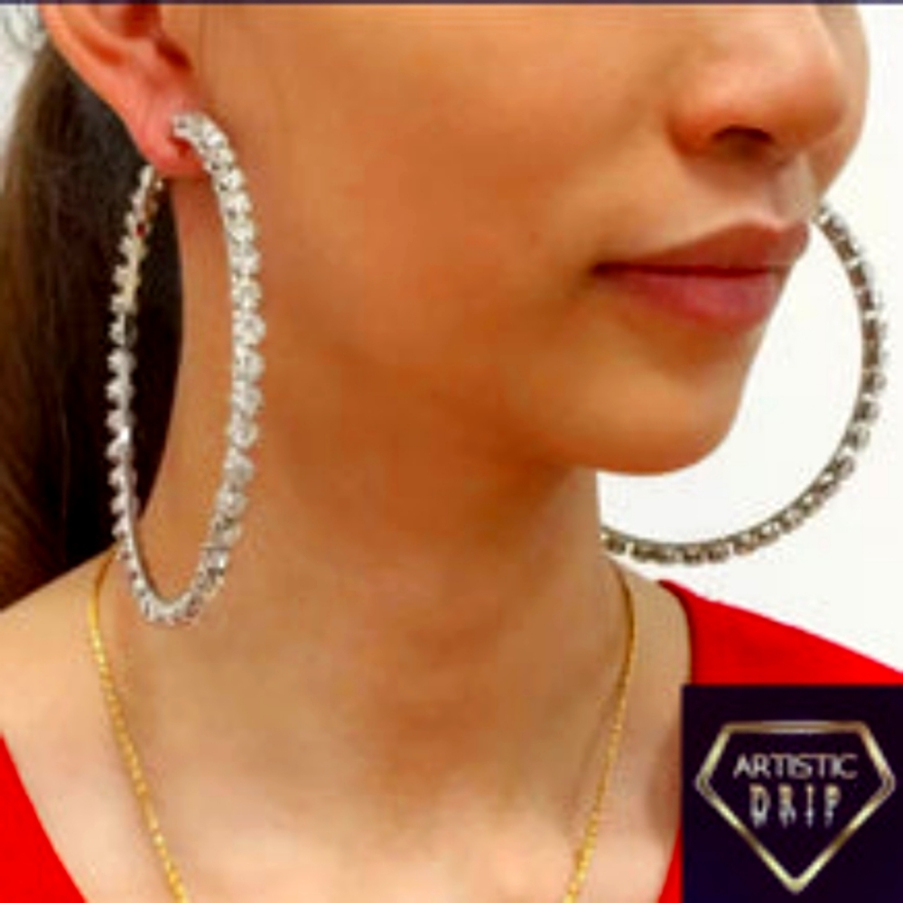 diamond filled hoop earrings